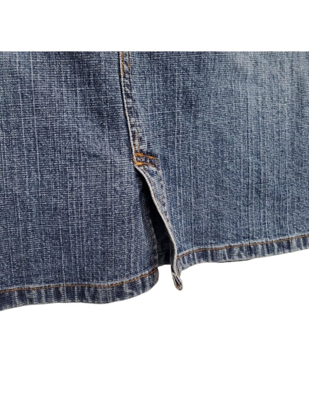Chicos Denim 2 Size L Skirt Denim Blue Jean Mid Rise Stretch Crosshatch Casual - Picture 8 of 10
